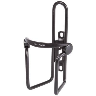 Suporte para garrafa de água de bicicleta em metal preto com logótipo M-WAVE