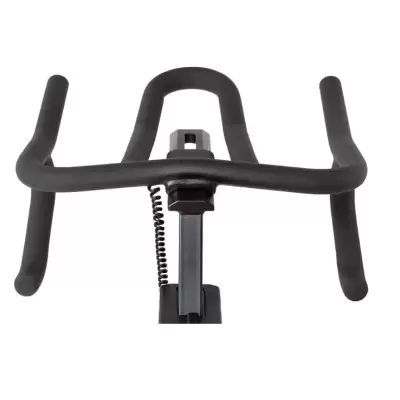 Guiador preto de bicicleta estática com estrutura em U e manípulos revestidos