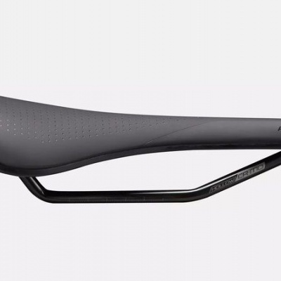 Selim de bicicleta cinza com estrutura metálica preta e texto PHENOM e MONTANE