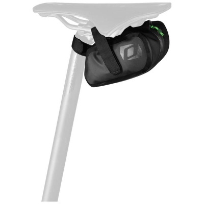 Bolsa preta para bicicleta sob o selim com fecho verde