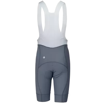 Culote de ciclismo cinzento com tirantes brancos perfurados