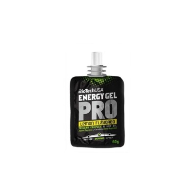 Gel energético BioTechUSA ENERGY GEL PRO sabor limão numa embalagem preta e amarela.