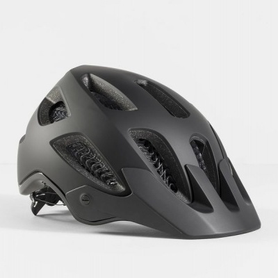 Capacete de bicicleta preto com aberturas e interior acolchoado