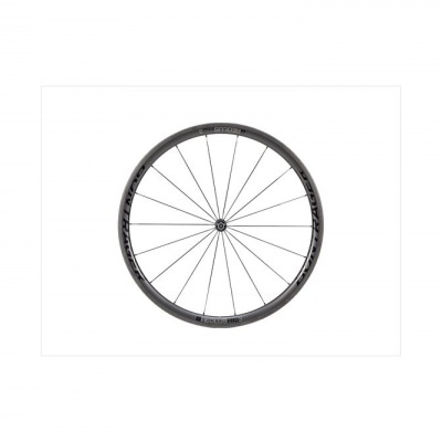 Roda de bicicleta de carbono preta com texto RED POWER 45