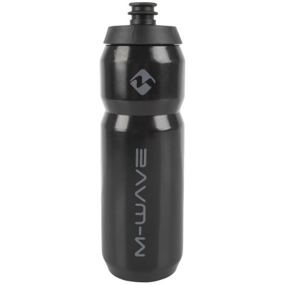 Garrafa de desporto preta em plástico com tampa de rosca preta