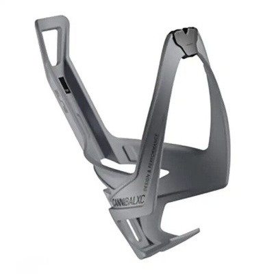 Suporte cinza para bidão de água de bicicleta com texto CANIBAL XC e ROCK PRODUCTS