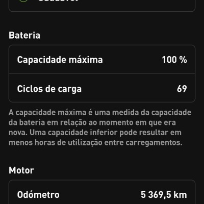 Ecrã digital a mostrar o estado da bicicleta, capacidade da bateria e quilometragem.