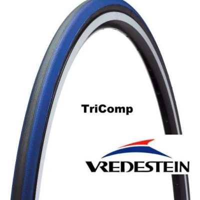 Pneu de bicicleta Vredestein TriComp azul, branco e preto