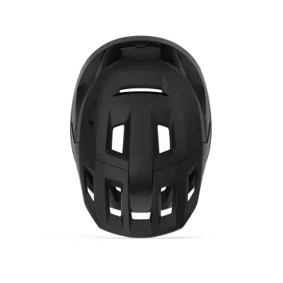 Capacete preto para ciclismo com aberturas de ventilação e texto MEL