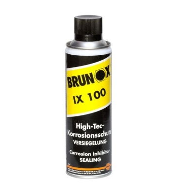 Lata spray BRUNOX IX 100 com etiquetas preta e amarela