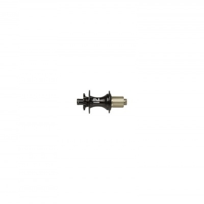 Cubo traseiro de bicicleta preto com peça metálica prateada