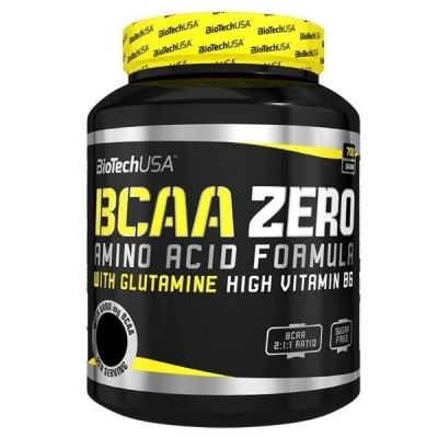 Frasco preto e amarelo de suplemento BCAA ZERO da BioTechUSA