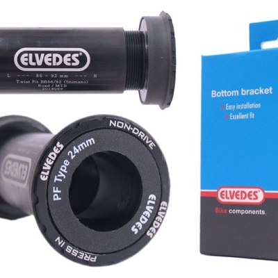 Componentes para bicicleta pretos ELDVEDES com embalagem azul e cinzenta