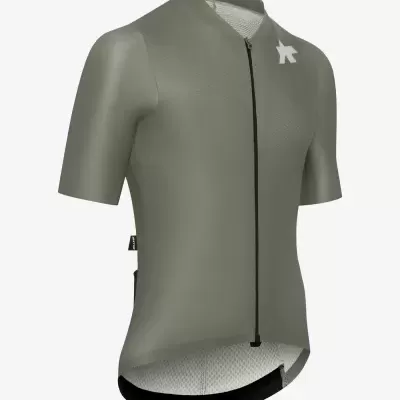 Camisola ciclismo manga curta cinzenta com fecho preto e logotipo branco