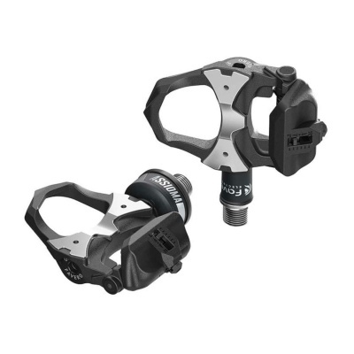 Par de pedais de bicicleta metálicos preto e cinza