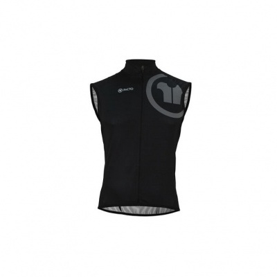 Colete desportivo preto sem mangas com logótipo e desenho geométrico cinzento