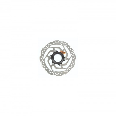 Disco de travão de bicicleta metálico prateado com furo central preto