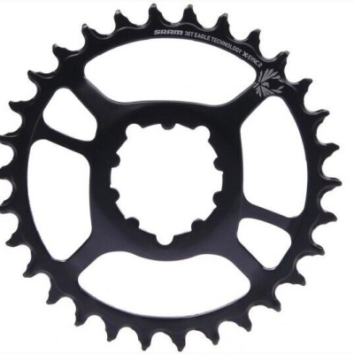 Coroa de bicicleta preta, metal com dentes, inscrição SRAM 03 301 EAGLE TECHNOLOGY X-SYNC