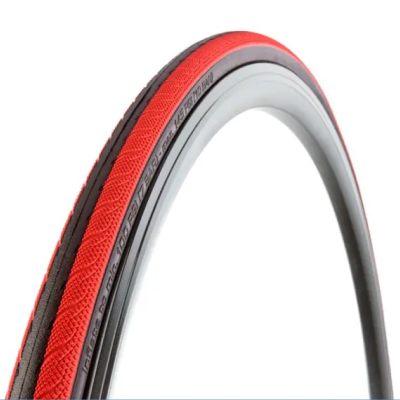 Pneu de bicicleta vermelho com laterais cinza