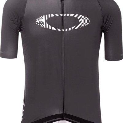 Camisola ciclismo Oakley preta com fecho e gráfico branco