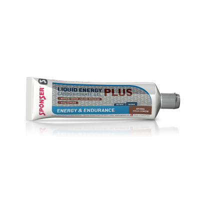 Gel energético em tubo metálico prateado com rótulo azul e tampa cinzenta