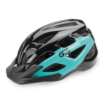 Capacete de bicicleta preto e azul com ventilação aerodinâmica