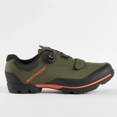 Sapato desportivo BONTRAGER verde-oliva com detalhes a preto e laranja