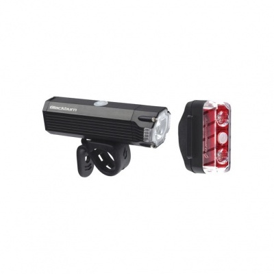 Conjunto de luzes para bicicleta com luz dianteira preta e luz traseira preta com LEDs vermelhos