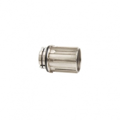 Cubo metálico cilíndrico prateado com anel de borracha preta