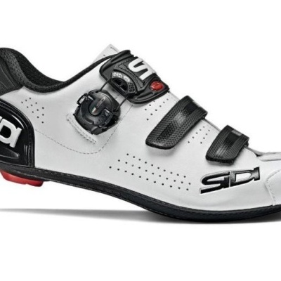 Sapatilha de ciclismo branca e preta com logo SIDI