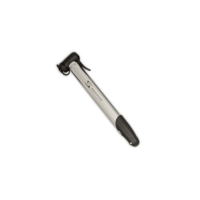 Bomba de ar portátil para bicicleta em metal prateado e preto