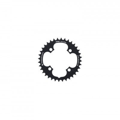 Engrenagem preta circular para bicicleta com quatro furos no centro