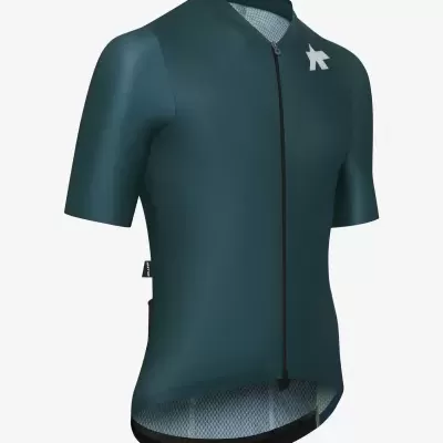 Camisola de ciclismo azul escuro com fecho de correr e manga curta
