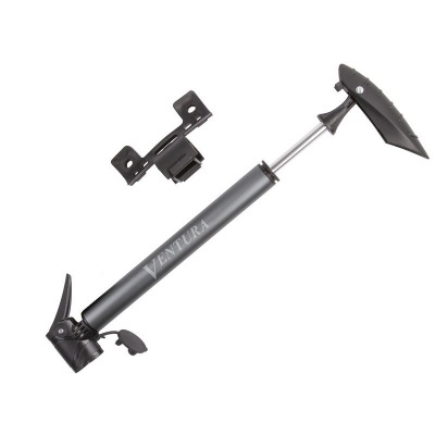 Bomba de ar portátil preta com marca VENTURA e suporte de montagem