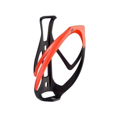 Suporte para garrafa de bicicleta preto e laranja em fundo branco