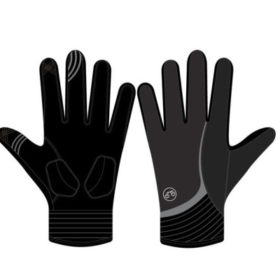 luvas desportivas pretas com detalhes cinza e logótipo circular