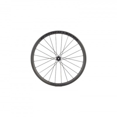 Roda de bicicleta preta com aro de carbono