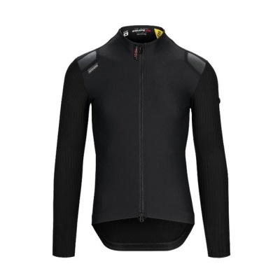 Camisola de ciclismo preta de manga comprida com fecho de correr