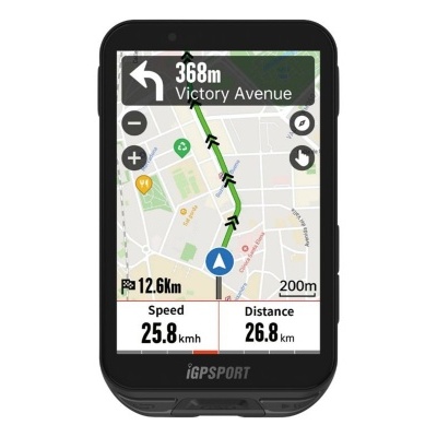 Dispositivo GPS com mapa e dados de velocidade e distância