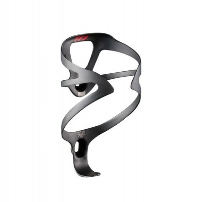 Suporte para garrafa de bicicleta preto com detalhes vermelhos