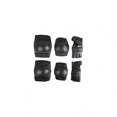 Conjunto de proteções pretas para desporto com velcro