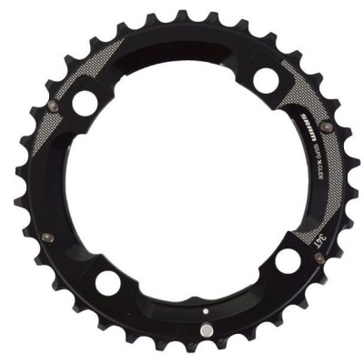 Anel preto de bicicleta com texto DURA-ACE 9100 e 32T