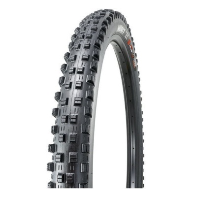 Pneu de bicicleta preto com piso grosso e texto MAXXIS MINION DHR II