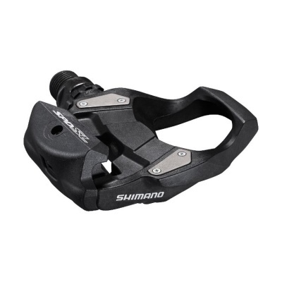 Pedal de bicicleta Shimano preto com detalhes em metal