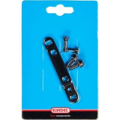 Componente metálico preto e parafusos montados em cartão azul ELVEDES