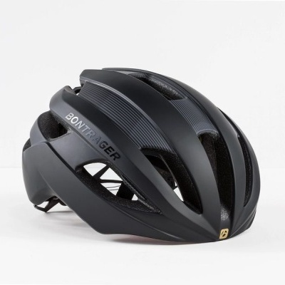 Capacete de bicicleta preto BONTRAGER sobre fundo branco