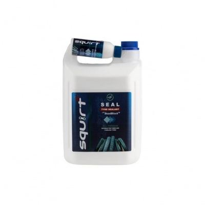 Frasco de selante para pneus Squirt Seal em plástico branco e azul