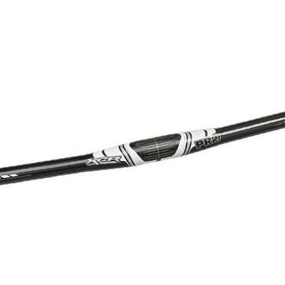 Guiador de bicicleta preto e branco com inscrições e detalhes gráficos