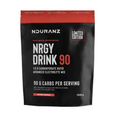 Saco preto e vermelho de pó para bebida energética NDURANZ NRGY DRINK 90