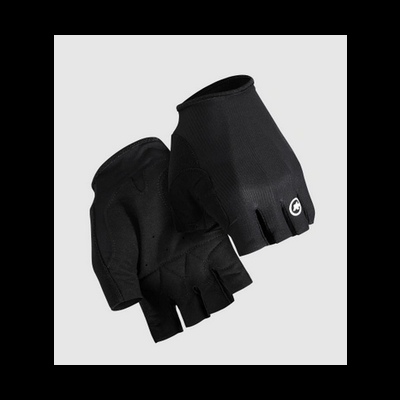 Par de luvas de ciclismo pretas com dedos cortados e logótipo branco